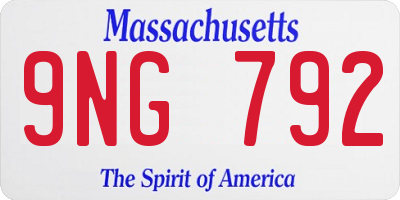 MA license plate 9NG792