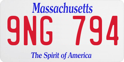 MA license plate 9NG794