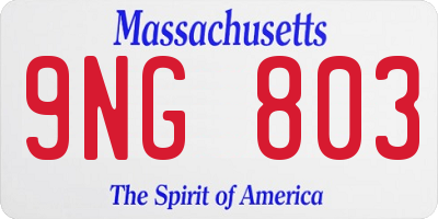 MA license plate 9NG803