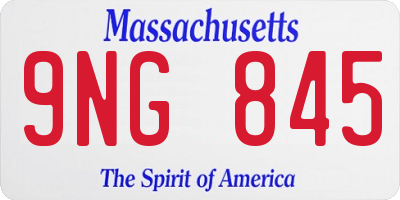 MA license plate 9NG845