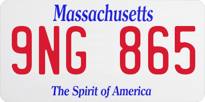 MA license plate 9NG865
