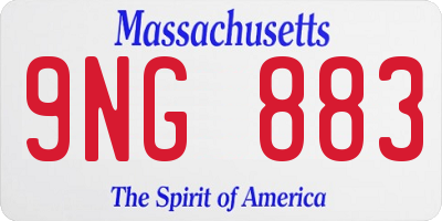 MA license plate 9NG883