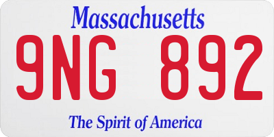 MA license plate 9NG892