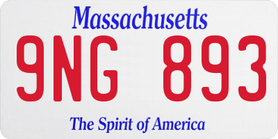 MA license plate 9NG893