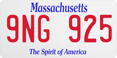 MA license plate 9NG925