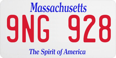 MA license plate 9NG928