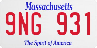 MA license plate 9NG931