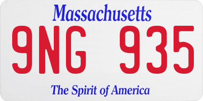 MA license plate 9NG935