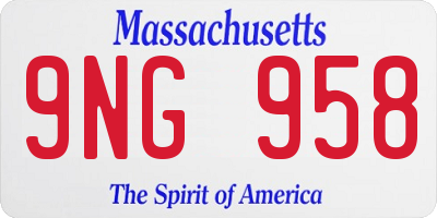 MA license plate 9NG958