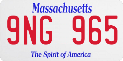 MA license plate 9NG965