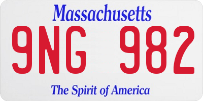 MA license plate 9NG982
