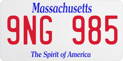 MA license plate 9NG985