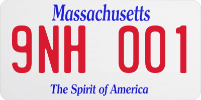 MA license plate 9NH001