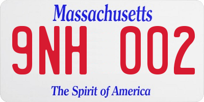 MA license plate 9NH002