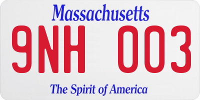 MA license plate 9NH003