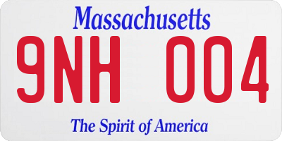 MA license plate 9NH004