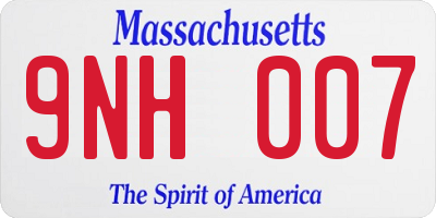 MA license plate 9NH007