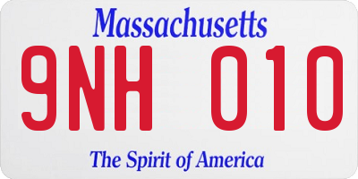 MA license plate 9NH010