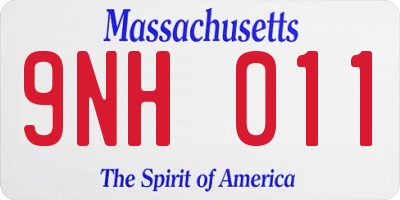 MA license plate 9NH011