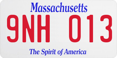 MA license plate 9NH013