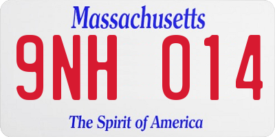 MA license plate 9NH014