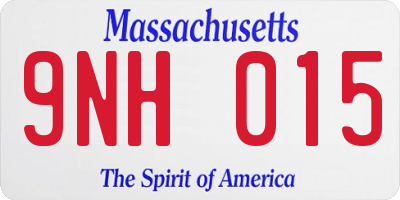 MA license plate 9NH015