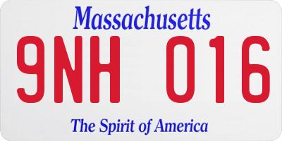 MA license plate 9NH016