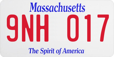MA license plate 9NH017