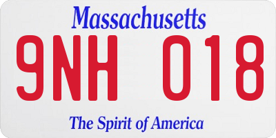 MA license plate 9NH018