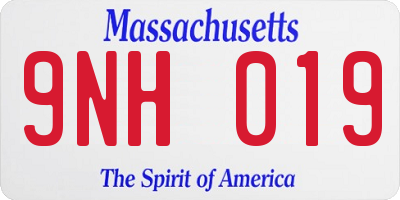 MA license plate 9NH019