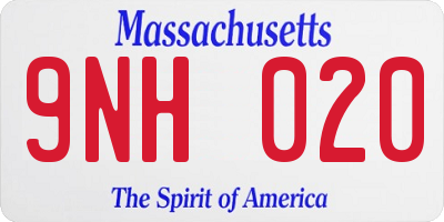MA license plate 9NH020