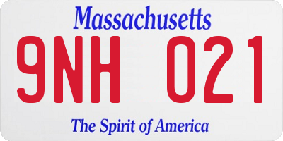 MA license plate 9NH021