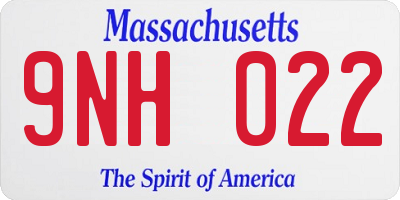 MA license plate 9NH022
