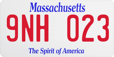 MA license plate 9NH023