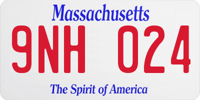 MA license plate 9NH024