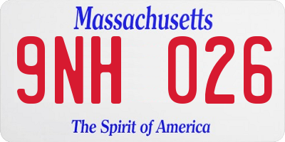 MA license plate 9NH026