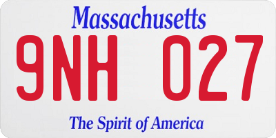 MA license plate 9NH027