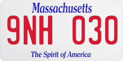 MA license plate 9NH030