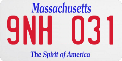 MA license plate 9NH031