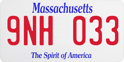 MA license plate 9NH033