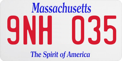 MA license plate 9NH035