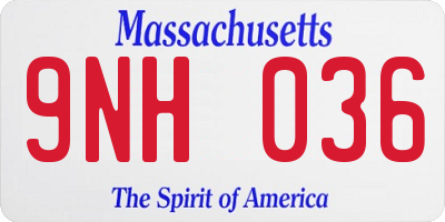 MA license plate 9NH036