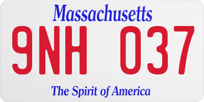 MA license plate 9NH037