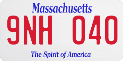 MA license plate 9NH040