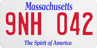 MA license plate 9NH042