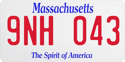 MA license plate 9NH043