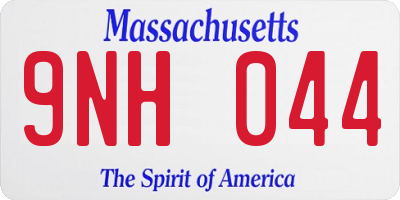 MA license plate 9NH044