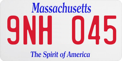 MA license plate 9NH045