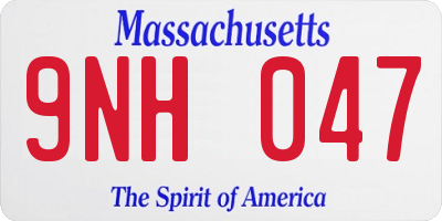 MA license plate 9NH047