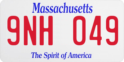 MA license plate 9NH049